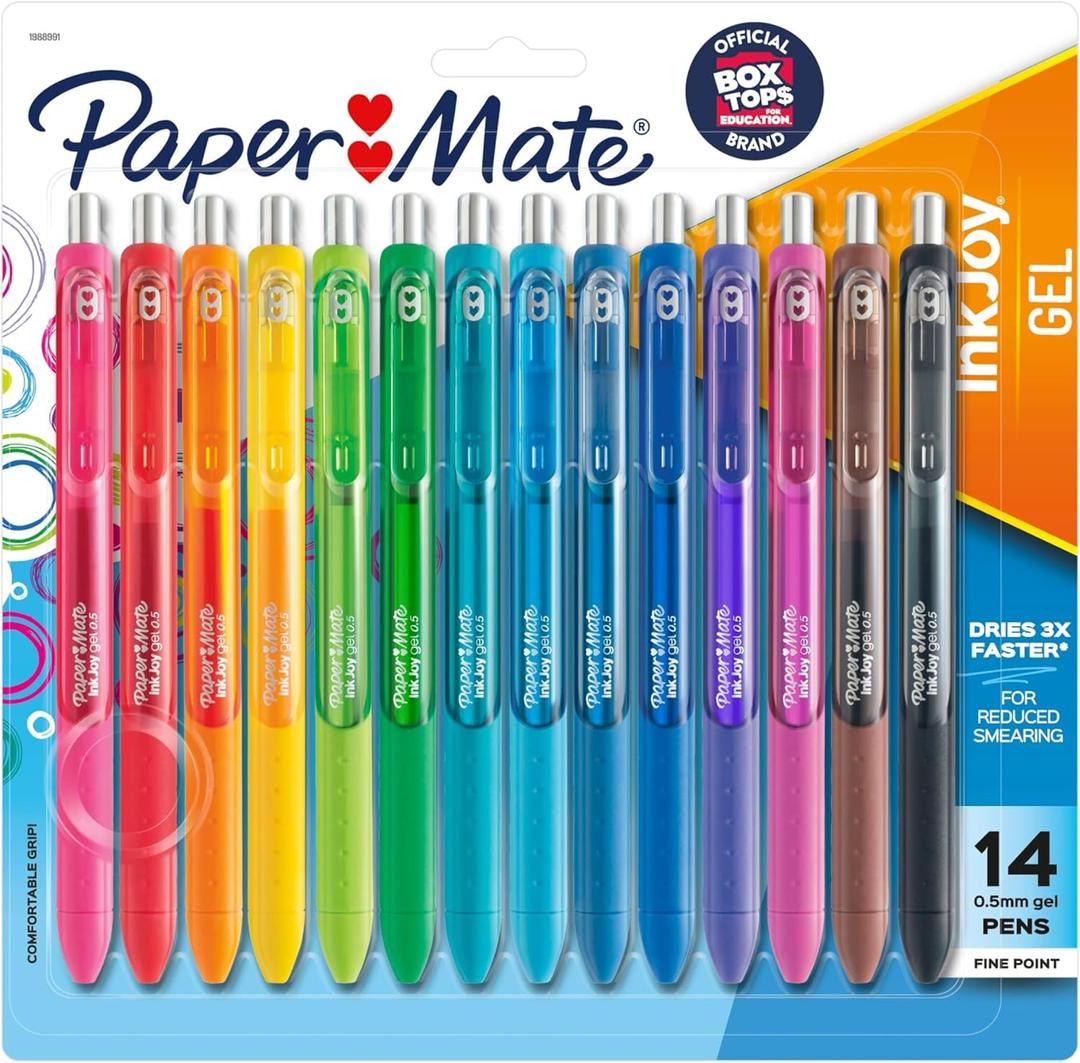Paper Mate InkJoy Pens, Gel Pens, Fine Point (0.5 mm), Assorted, 14 Count - Back to School, Teacher Supplies, Writing, Journaling