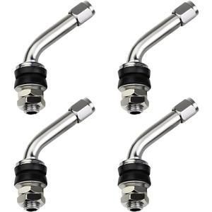 4 PCS Tire Valve Stem, 45 Degree Angled Copper Tire Valve Extender Adapter, Vacuum Tires Bolt-in Valve Stems Extension for Car Motorcycle, Tire Inflating Car Accessories (VS-8-45)