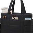 LOVEVOOK Tote Bag for Women, Large Puffer Work Tote Laptop Bag, Lightweight Travel Tote Bag with Zipper Gifts for Women (15.6 Inch)