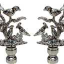 Royal Designs, Inc. Nesting Bird Design Finial for Lamp Shade, F-5060CH-2, Chrome - Pack of 2