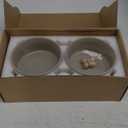 SPUNKYJUNKY 15 Slanted Ceramic Dog and Cat Bowl with Wooden Stand, Tilted Bulldog Food and Water Bowl No Slip Non-Spill for Cats Medium Dogs Big Face Pets 28.7 OZ (3.6 Cups, Grey  2)