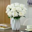 100 Pcs White Rose Artificial Flowers Bulk, Ivory Silk Fake Roses with Long Stem for Wedding Decoration, Bridal Bouquets, DIY Flower Wall, Party Table Centerpieces, Home Decor