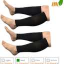 HealthyNees Shin 15-20 mmHg Med Compression Circulation Wide Leg Big Calf Sleeve (Black Combo, 4X-Large)