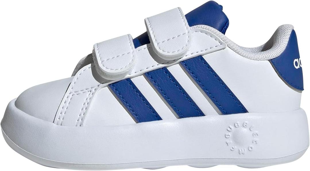 adidas Baby Grand Court 2.0 Shoe (7.5 Toddler, White/Team Royal Blue/Black)
