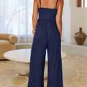 MEROKEETY Women's Summer Casual Rompers Sleeveless Spaghetti Strap Boho Wide Leg Jumpsuits Travel Vacation Outfits Overalls (Blue, S)
