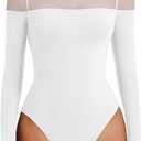 Avidlove Women's Long Sleeve Bodysuits Thong Turtle Neck Body Suit Mesh Going Out Leotard Tops One Piece, M