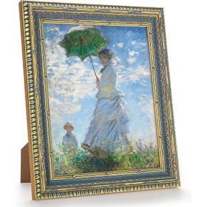 GULETHUN Vintage Gold Raised Frame with Blue Accent, 8x10 Ornate Picture Frames, Home Decor Antique Gallery Poster Photo Frames 8 by 10, Horizontal or Vertical Display