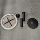 Round End Table, Luxury Circle Modern Side Table, Marble Side Tables for Living Room, Creative Aesthetic Coffee Table Bedside Nightstand for Couch Bedroom Sofa Patio Balcony (White Black, H 21.7inch)