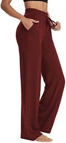 Sarin Mathews Womens Yoga Sweatpants Wide Leg High Waisted Lounge Pajamas Pants Comfy Workout Loose Pants with Pockets L