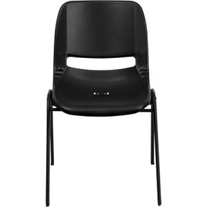 Flash Furniture HERCULES Series 440 lb. Capacity Kid's Black Ergonomic Shell Stack Chair with Black Frame and 12" Seat Height (17"D x 13.88"W x 22"H), Set of 1, Pack of 1