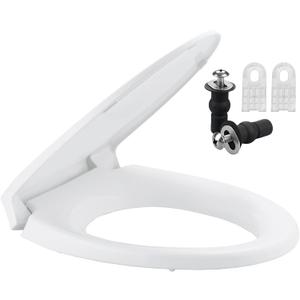 SS114 Softclose Toilet Seat Replacement Compatible with TOTO SS113/SS154/SS224/SS204, Soft Close Elongated Toilet Seat, Oval Toilet Seat with Toilet Seat Bolts and Nut - Cotton White