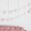 Paper Heart Garland Pre-Strung (No DIY!) Conversation Heart Garland Pastel Valentines Decor, 11 Foot Paper Banner for Galentines, Baby Showers, Weddings, and Valentines Day Decorations