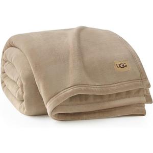 UGG Coco Plush Fleece Throw Blanket Soft & Cozy Blanket for Couch, Bed & Sofa, Perfect for Home Decor, House Warming Gifts or Luxurious Birthday Gifts for Women, 50" x 70", Beige Mustard Seed