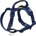 DF Freedom No Pull Martingale Dog Harness, Gentle Control for No Choking, Front Clip Harness with Reflective, Adjustable & Padded Handle for Easy Walking & Training, Navy Blue, 3/4", Chest 22.4"-30.4"