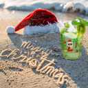 WorldBazaar 12OZ Hawaii Christmas Plastic Cups 100 PCS Clear Disposable Snowman Santa Claus Drinking Cups Cold Beverage Coffee Holiday Winter Party Supplies