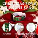 2 x Christmas Watch Bands for Apple Watch Band 38/40/41/42/44/49mm for Men Women, Silicone Waterproof Adjustable Printed Smartwatch Strap for iWatch Series 9 8 7 6 5 4 3 2 1 SE Replacement Wristband Gifts (Green Christmas Tree)