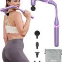 3-in-1 Detachable Massage Gun Deep Tissue, Ergonomic Extension Handle Back Massager for Pain Relief, Portable Percussion Muscle Massager for Shoulder, Thigh, Waist & Neck Purple