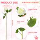 Jexine 50 Pcs Artificial Rose Flower Bulk Realistic Silk Fake Roses with Long Stem Plastic Artificial Flower Bouquet Real Looking for Home Wedding Centerpieces Party Decoration(White)