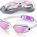 Aegend Swim Goggles, Swimming Goggles No Leaking Full Protection Adult Men Women Youth (Purple White)
