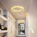16 Inch Chandelier Glam Dimmable LED Crystal Chandeliers Luxury Round Pendant Lighting Fixtures for Dining Room Bedrooms Silver, Ring 16"