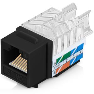 Everest 45 Angled RJ45 Cat6 Keystone Jacks 50-Pack in Black - Slim Profile Female RJ45 Connectors - Cat 6 Keystone Jack - Compatible with 45 Angled Speed Termination Tool - 45Term (B0BL3GS7ZY)