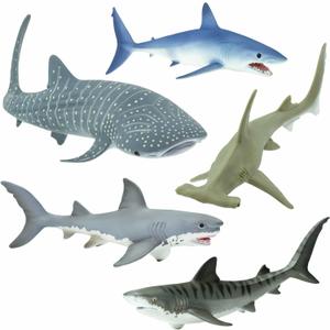 Safari Ltd. Shark Toy Set - Figurines of Great White, Tiger, Whale Shark, Hammerhead, and Mako - Play Set for Boys, Girls & Kids 3+