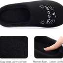 ULTRAIDEAS Women's Cozy Slippers - Warm Felt Indoor House Slippers with Memory Foam, Cute Cat Face Design, Perfect Holiday Gift for Home Bedroom Lounge (9-10, Black)