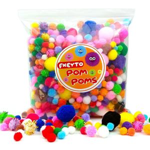 500 PCS Pompoms for Crafts,Pom Poms in Bright & Bold Assorted Colors,Pompoms for Arts and Craft Making DecorationsAssorted Sizes