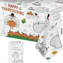 2 x Happy Thanksgiving Coloring Tablecloth for Kids-Giant Thanksgiving Paper Activity Table Cover, Jumbo Fall Turkey Coloring Games Poster Crafts for Thanksgivings Table Decor Party Favors,54 x 108 Inch (Thanksgivng 1 Pcs)