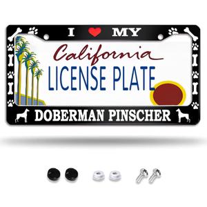Larkverk I Love My Doberman Pinscher Dog Lovers License Plate Frame Decorative Aluminum Car Tag Cover Frames Stainless Metal License Plate Holder for Women Men Auto Accessories US Standard 12''x6''
