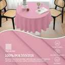 BYDOLL Table Cloth Round 60 Inch Tablecloth Fits Max 50 Inch Diameter Top,Pink Washable Outdoor Winkle and Stain Resistant Spillproof Polyester Tablecloths for Round Tables Party Cover