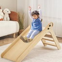 DEYGIA Wooden Slide for Toddlers, Toddler Slide Indoor, Kids Slide for Age 1-5, Wooden Foldable Baby Slide for Playroom and Children's Room, Montessori Climbing Toys (Wooden) Yellow