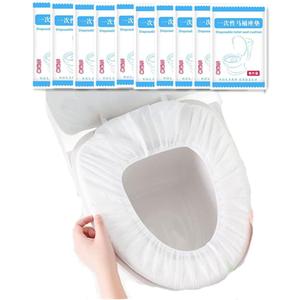 Disposable Non-woven Toilet Pad Water Proof Toilet Cover Portable Travel Hotel Toilet Seat Cover 10 Pieces (White)