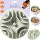 Awoo Great Vibes - Silicone Slow Feeder for Dog Bowls Over 5.5 Inches - Non-Slip, Wet and Dry Food-Compatible Pet Dish with Suction Cups - Extends Mealtime for Fast Eaters - Dishwasher Safe (Sage)