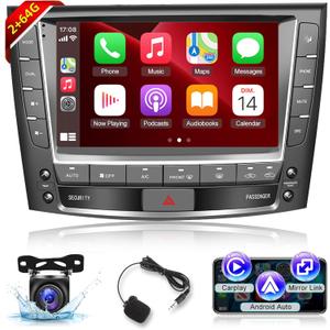 Car Stereo for Lexus IS250 IS300 IS350 2006-2012 - 9 Inch 2+64G Android Touchscreen Radio with Wireless Carplay and Android Auto, HiFi/WiFi/GPS/SWC + AHD Backup Camera