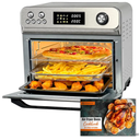 HYSapientia Air Fryer Toaster Oven Combo, 26Quart 10-in-1 Extra Large Countertop Convection Oven with LED Display Knob Control, 1800W Stainless Steel, Less Oil, Faster Cooking,7 Accessories+Recipe