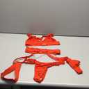 Lilosy Sexy Chain Strappy Garter Belt Women Lingerie Set Rave Outfits (Medium, Red)