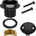All Metal Tip Toe Bathtub Drain Set, Drain Conversion Kit Assembly with 2-Hole Overflow Faceplate, Replacement Bath Tub Plug Trim Kit with Universal Fine/Coarse Thread(Black)