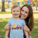 Tstars Farm Tractor 2nd 3rd Birthday Shirt for Toddler Boys or Girls - Gift Tee for 2 3 Year Old - Kids Bday Party Outfit (Blue)