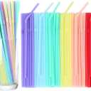 2 x YAOSHENG 200pcs Green Straw 8.28" x 0.23"Solid Colors Flexible Drinking Straws, Plastic Disposable Bendy Straws (green)