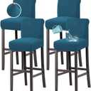 H.VERSAILTEX 100% Waterproof Bar Stool Cover Stretch Counter Stool Pub Chair Slipcover for Dining Room Removable Soft Thick Solid Fleece Fabric Bar Stool Slipcovers Set of 4, Peacock Blue