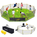 Gaga Ball Pit Portable: 15FT 3in1 Gaga Pit with Basketball Hoop and Soccer Goals - Play System for Kids 4 to 12 Years Old Indoor Outdoor for Backyard School Camp Activities