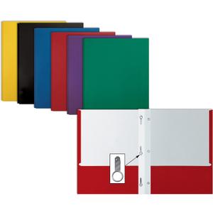 Better Office Products Letter Size Paper Portfolios, Case of 100, Assorted Primary Colors, with Fasteners (Assorted, 2 Pocket Paper Folders)