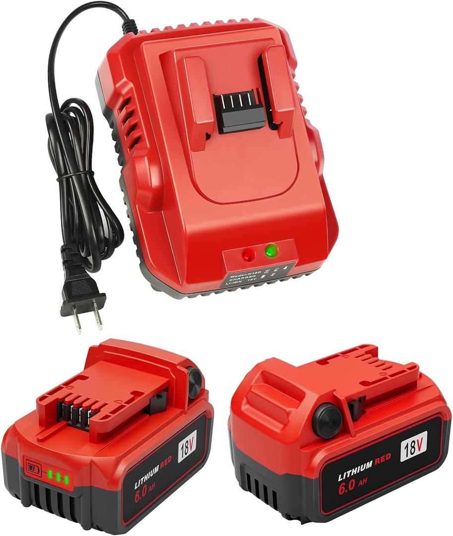2Pack 18V 6.0Ah Batteries Replacement for Milwaukee M-18 Battery and 1 Charger Set