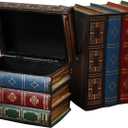 2 Pack Decorative Book Boxes Wooden Antique Book Decorations Vintage Book Storage Box (Style C)