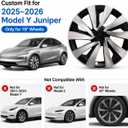 Tesla Model Y Juniper 19 Inch Wheel Covers 4PCS, Hubcaps with Rim Protectors for 2025 2026 Model Y Juniper Accessories, Matte Black Clip-On Wheel Caps Replacement, Not for 2021-2024 Model Y