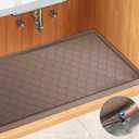 Silicone Under Sink Mat 34" x 22", Kitchen Essentials and Gadgets, Shelf Liner and Cabinet Protector, Home Organizers and Storage, Waterproof Bathroom Tray (22"W x 34"L, Brown)