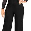 sexycherry Formal Jumpsuit for Women Dressy Wedding Guest Elegant Long Sleeve Long Straight Pants Cocktail Party Rompers (X-Large, Black)