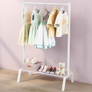 Kids Clothing Rack, Metal Dress Up Storage, Kids Costume Rack with Storage Shelf, Toddler Clothing Rack Organizer, White