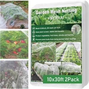 2Pack 10x30ft Garden Netting Mesh Barrier, Ultra Fine Mosquito Net for Patio,Garden Netting for Raised Beds,Fruit Tree Netting for Garden Protection Blueberry Bush Netting Cover (2 Pack)
